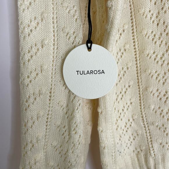 Tularosa Manny Sweater pointelle knit ruffled trim flared sleeves sweater Large - Picture 4 of 11